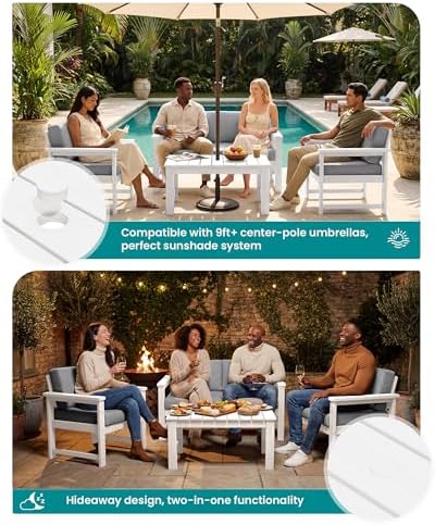 SERWALL 2 Pieces HDPE Cushioned Single Adirondack Armchair Sofa Set - Image 4