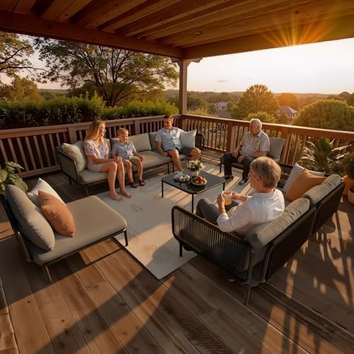 7 Piece Modern Outdoor Sectional Sofa - Image 7