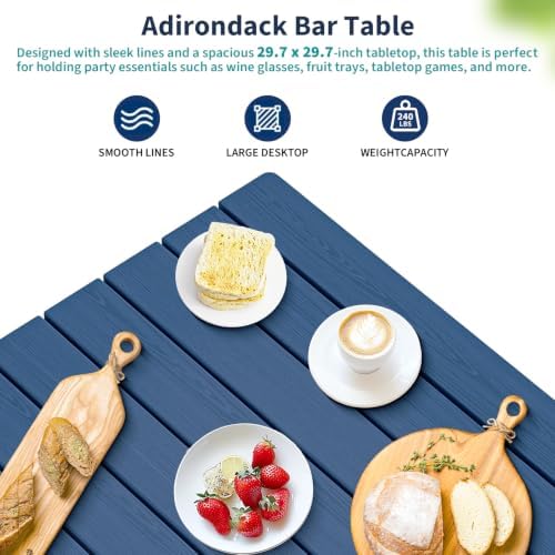 3 Pcs HDPE Bar Height Adirondack Chairs and Table Set - Image 6