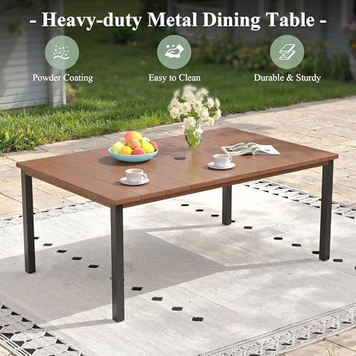 Patio Dining Set, Rectangle Table & Grey Cushioned Wicker Chairs - Image 3