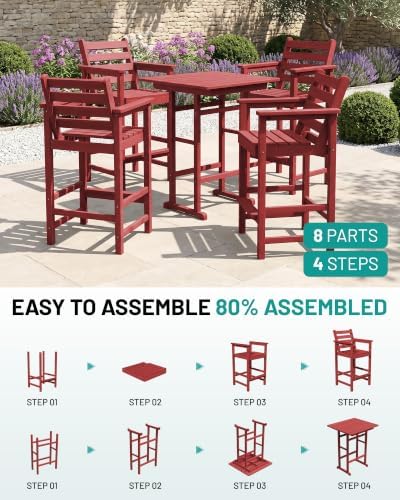 PLUUV Tall Bar Height Adirondack Chairs Set of 4 - Image 5