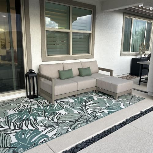 PURPLE LEAF Patio Furniture Set 4 Pcs L-Shaped Couch w/Ottoman by Unknown