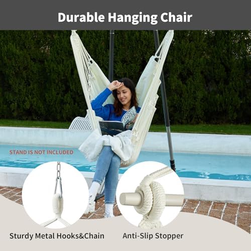 XL Hammock Chair with Footrest, Steel Spreader Bar, 500 lb Capacity - Image 3
