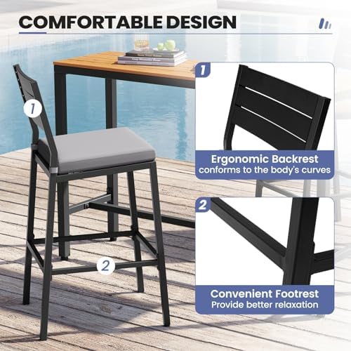 26.8"Outdoor/ Indoor Counter Height Bar Stools Set of 2 - Image 4