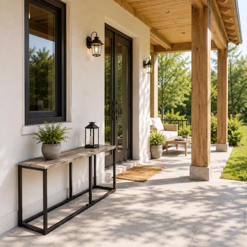 VINGLI 47.2 Inch Indoor Outdoor Patio Bench Metal Frame Charcoal Gray - Image 2