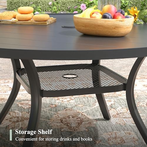 7 Pieces Outdoor Dining Set, Stackable Textilene Paito Chairs & 47.2" Round - Image 6