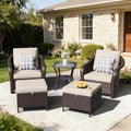 5 Piece Patio Furniture Set, Wicker Outdoor Conversation Set by Meetleisure-LeisureLiving