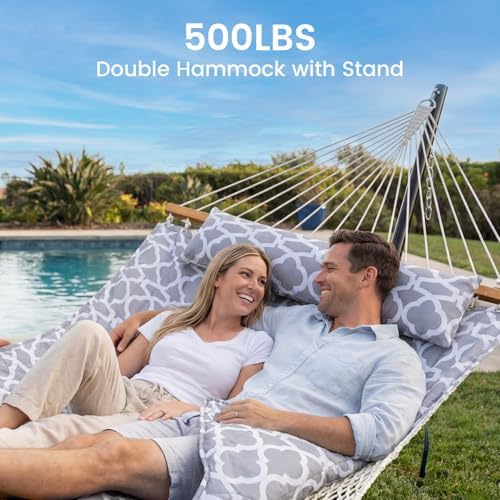 ANAGOO Hammock with Stand, Cotton Rope Hammock with Polyester - Image 2