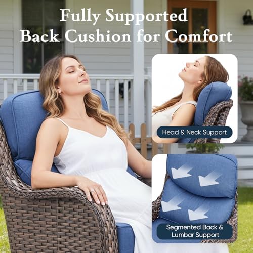 Luxury 6" Thick Cushioned Outdoor Swivel Rocker Patio Chairs Set of 4 - Image 7