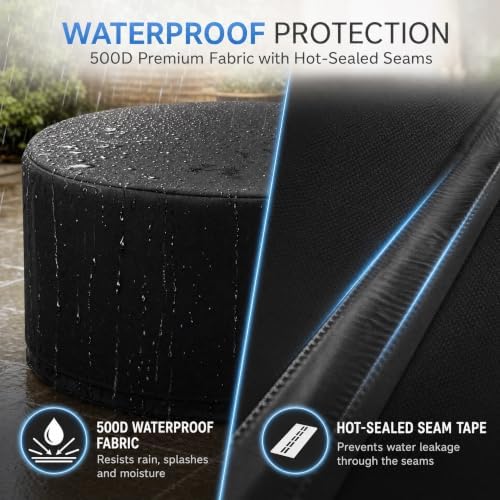 Extra Tall Round Patio Furniture Cover, 96in 8ft Dia x 36in H - Image 5