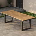homary 118" Outdoor Dining Table, Teak Top, Umbrella Hole, Seats 6-8 by Homary