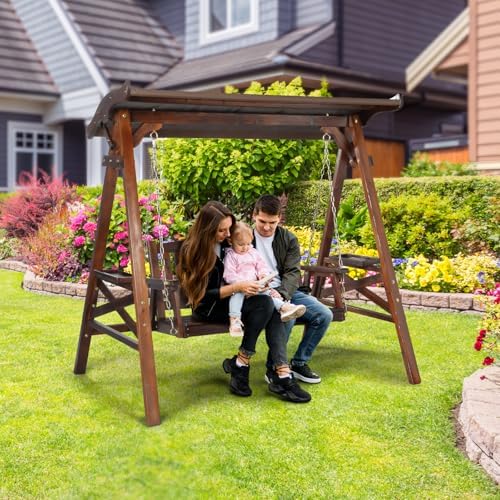 VINGLI Porch Swing with Stand and Canopy, Waterproof Patio Swing - Image 7
