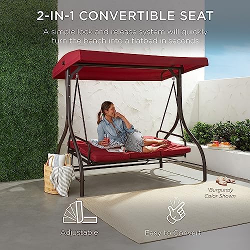 Best Choice Products 3-Seat Outdoor Large Converting Canopy Swing Glider - Image 2