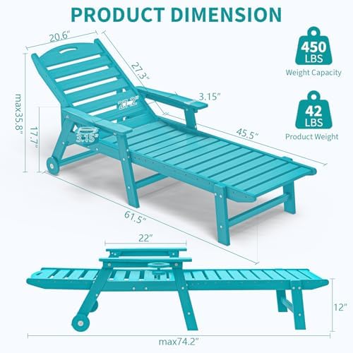 Outdoor Chaise Lounge Chair Set of 2 - Image 3