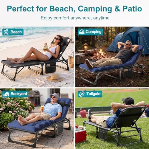 ABORON Tanning Chairs, 2 Pack, 5-Position Padded Folding Loungers - Image 5