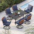 Grand patio 7-Pc Outdoor Swivel Dining Set, 6 Blue Chairs + Table by GrandPatio