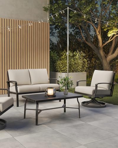 Outdoor Coffee Table, Never-Rust Aluminum Patio Coffee Table, Rectangle Outside - Image 3