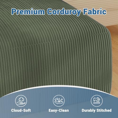 40" Oversized Square Corduroy Ottoman, Large Ottoman Pouf Footstool - Image 5
