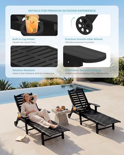 Lounge Chair Outdoor Set of 2, 5-Position Adjustable Patio Lounge Chairs - Image 5