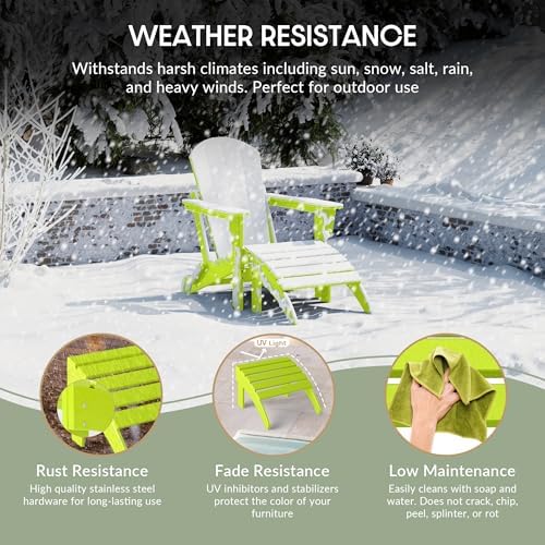 Outdoor Patio Adirondack Ottoman Foot Rest, All Weather Poly Lumber Foot Stool - Image 6
