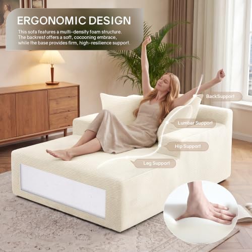 66" Chaise Lounge Chair Indoor, Oversized Boneless Lounge Chair - Image 3