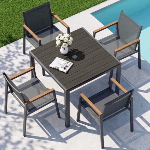 Aluminum Patio Table and Chairs Set, HDPS Outdoor Dining Set by ComfCove