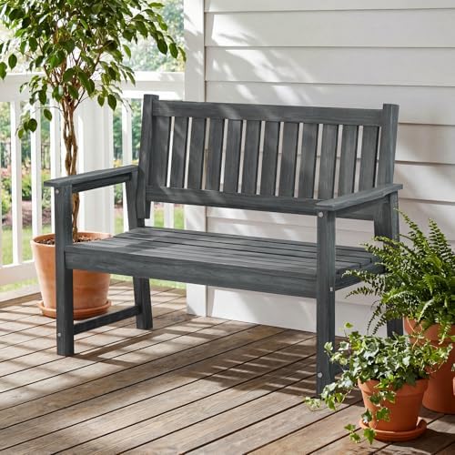 All Weather Poly Lumber Outdoor Garden Bench, Dark Gray - Image 2