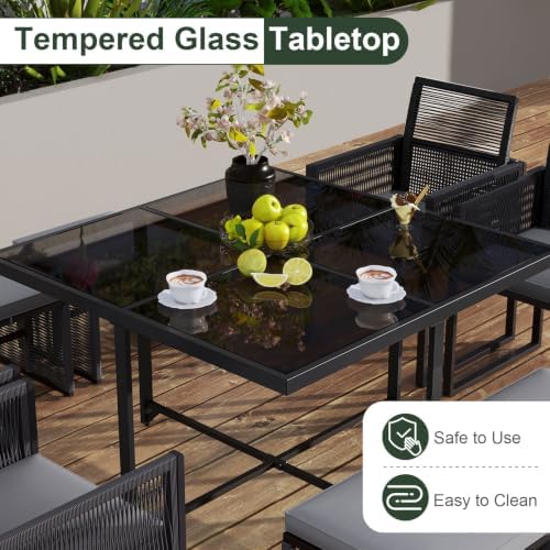 Tangkula 9 Pieces Patio Dining Set, Outdoor Space-Saving Furniture Set - Image 7