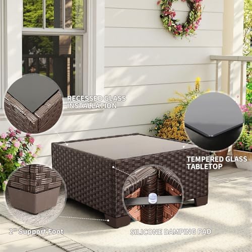 Rattaner 7 Pieces Wicker Patio Furniture Conversation Set Outdoor Sectional - Image 6
