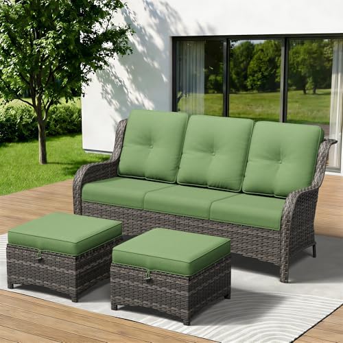3-Piece Outdoor Couch Set, Include Wicker Patio Sofa - Image 2