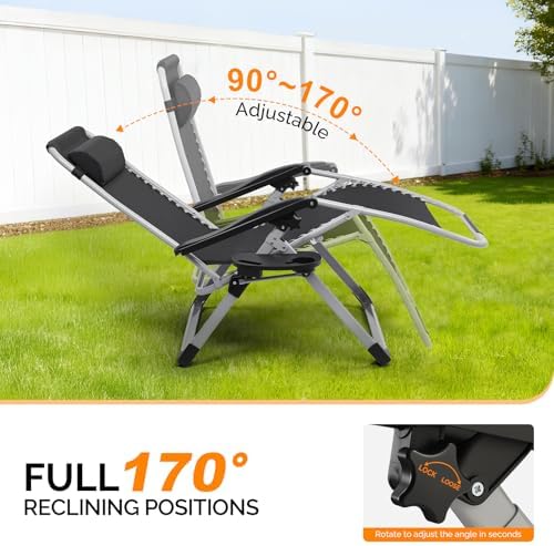 VINGLI 29" Padded Zero Gravity Chair, Lounge Chair - Image 5