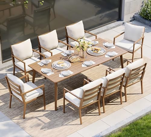 Outdoor Dining Table for 8, Rectangular Aluminum Patio Table - Image 7