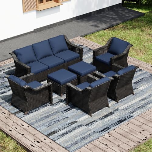Wicker Patio Furniture Sets, 7 Pieces Upgraded Large Size Outdoor Furniture by Joyside