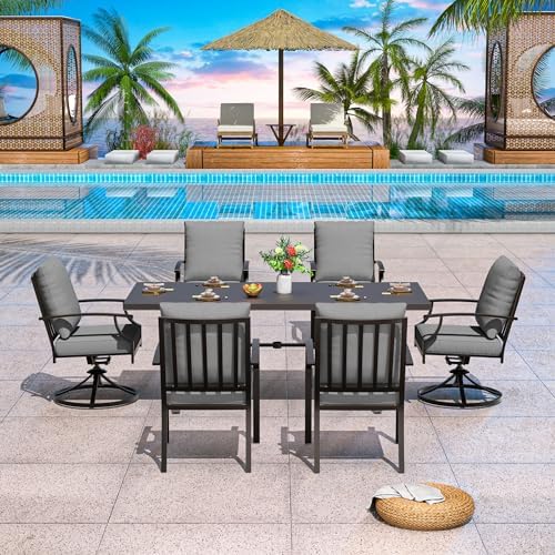 7-Piece Patio Dining Set Outdoor Conversation Set, Metal Outdoor Furniture Set by TrumbeakFurniture