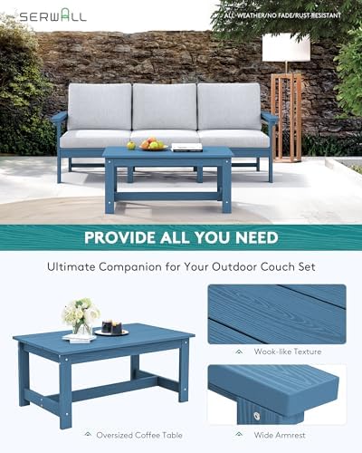 SERWALL HDPE Outdoor Patio Furniture Set Outdoor Couch - Image 6