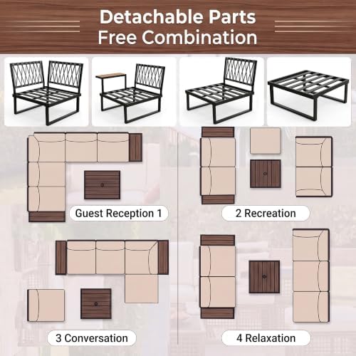 6PC L Shaped Outdoor Sectional Sofa Set - Image 7