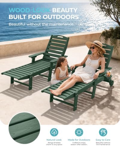 Ciokea Outdoor Chaise Lounge Chair, HDPE Patio Lounge Chair - Image 3