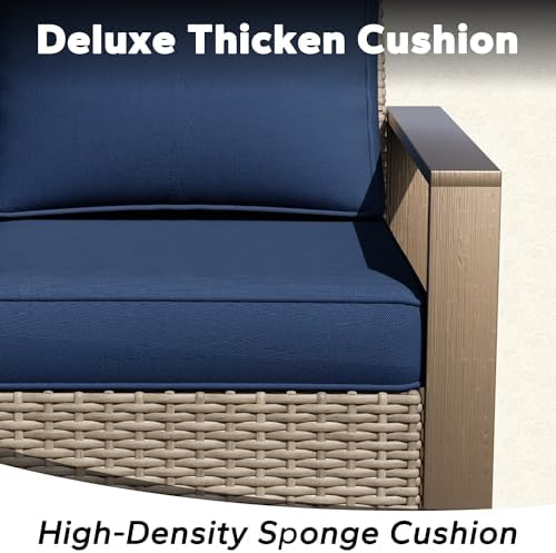 75" Patio Metal Wicker Sofa, All Weather Outdoor Rattan 3-Seat Sofa Couch - Image 6