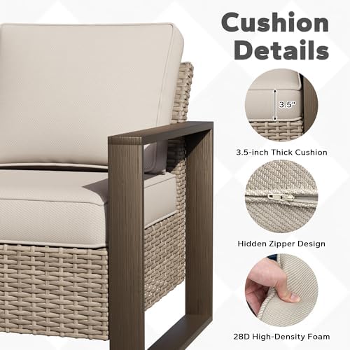 Outdoor Patio Chairs, 5 Pieces Wicker Rattan Furniture Set, 2 Patio Chairs - Image 5