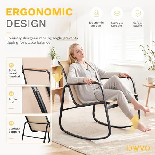 DWVO 4-Piece Rocking Patio Furniture Set, Textilene Conversation Set - Image 5