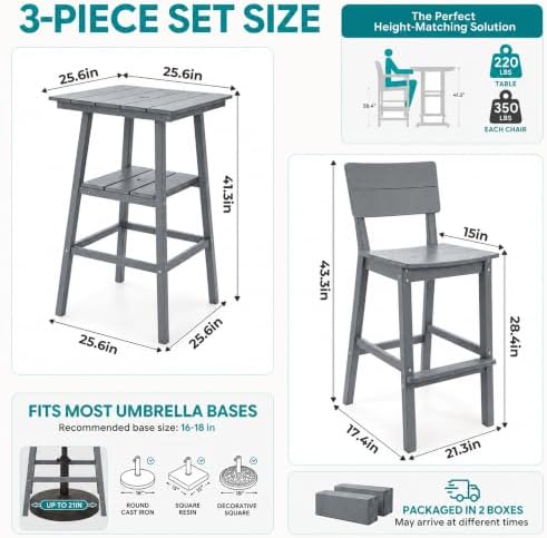26" HDPE Outdoor Bar Table - Image 2