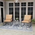 Bistro 3 Piece Patio Furniture Set, Patio Table and Rattan Outdoor Rocking by Temminkii