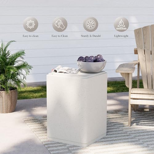 COSIEST 14" Outdoor Side Table, Square Concrete End Table - Image 3