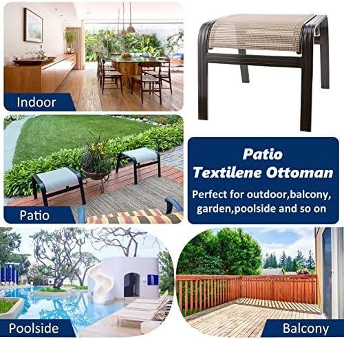 Outdoor Patio Ottoman Seat Textilene Portable Metal Footstool Portable Footrest - Image 6