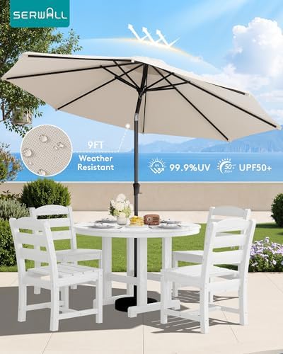 SERWALL 6-Pc Dining Set, 4 Chairs, 9FT Umbrella - Image 3