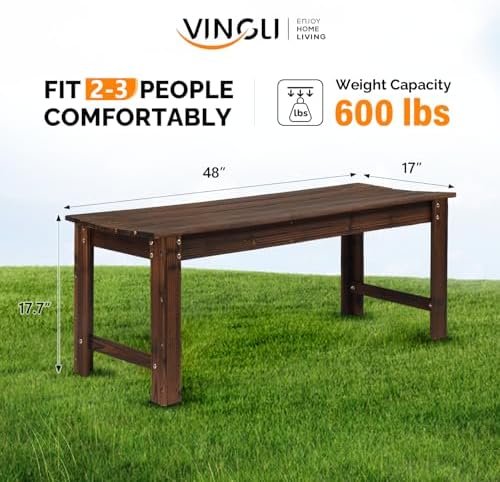 VINGLI Outdoor Wood Bench - Image 3