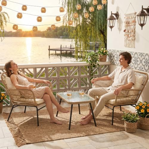 3 Pieces Boho Small Outdoor Patio Chair Set - Image 3