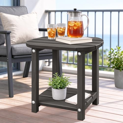 2-Tier Patio Side Table, Heavy Duty HDPE Outdoor End Table - Image 2