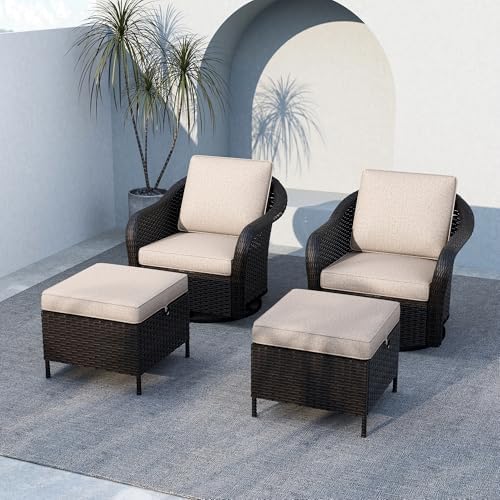 4 Piece Patio Furniture Set, Wicker Outdoor Conversation Set by Meetleisure-LeisureLiving
