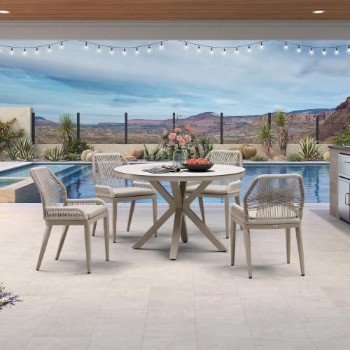PURPLE LEAF Oversized Outdoor Round Dining Set 5 Pieces - Image 2